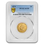 1874 $3 Gold Princess AU-55 PCGS