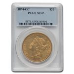 1874-CC $20 Liberty Gold Double Eagle XF-45 PCGS