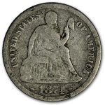 1874 Liberty Seated Dime VG