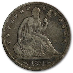 1874 Liberty Seated Half Dollar Fine