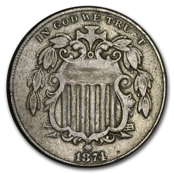 1874 Shield Nickel VF