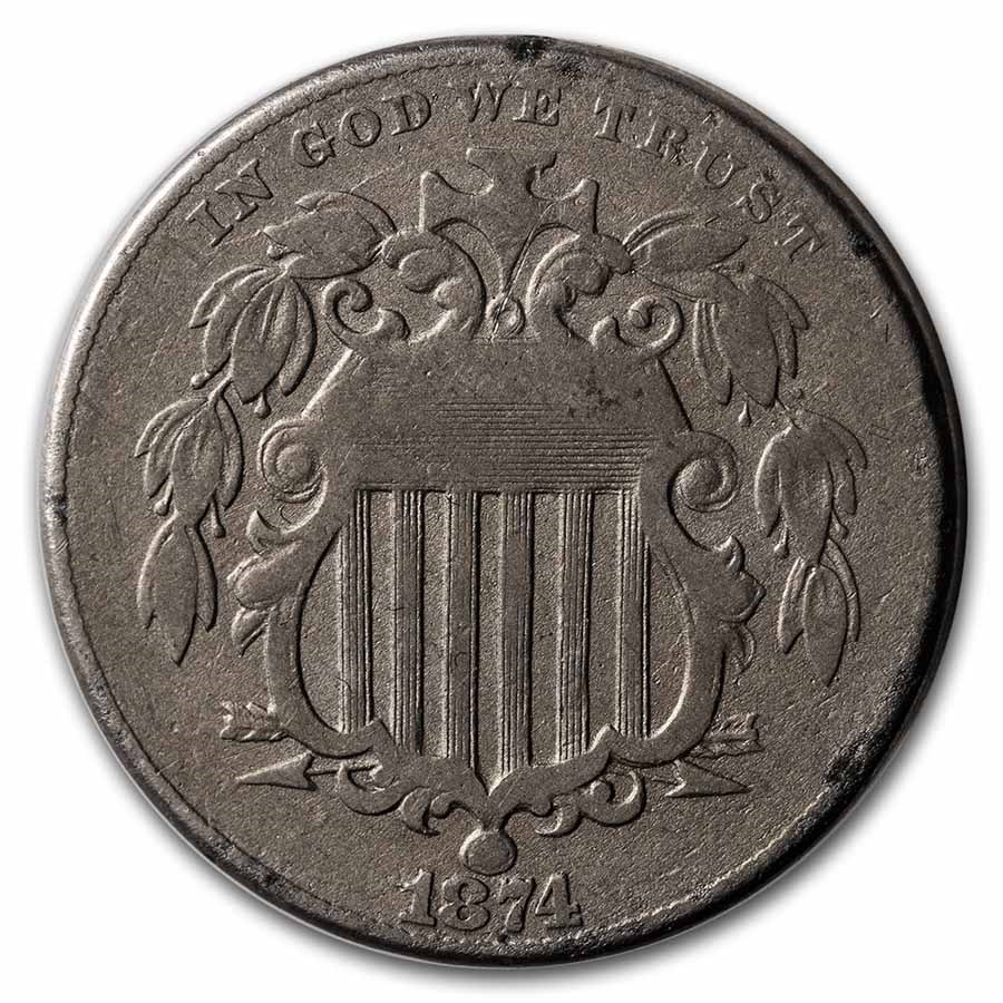 1874 Shield Nickel VG