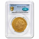 1875-CC $20 Liberty Gold Double Eagle AU-50 PCGS CAC