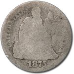 1875-CC Liberty Seated Dime Below Bow AG