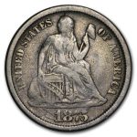 1875-CC Liberty Seated Dime CC Above Bow Fine