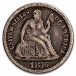 1875-CC Liberty Seated Dime CC Below Bow VF