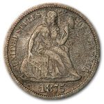 1875 Liberty Seated Dime Fine