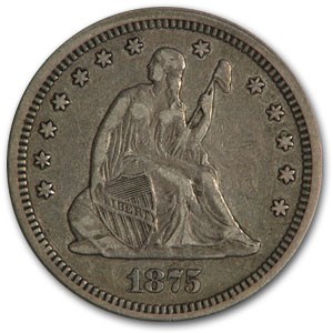 1875 Liberty Seated Quarter XF