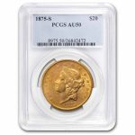 1875-S $20 Liberty Gold Double Eagle AU-50 PCGS