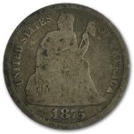 1875-S Liberty Seated Dime S Above Bow Good