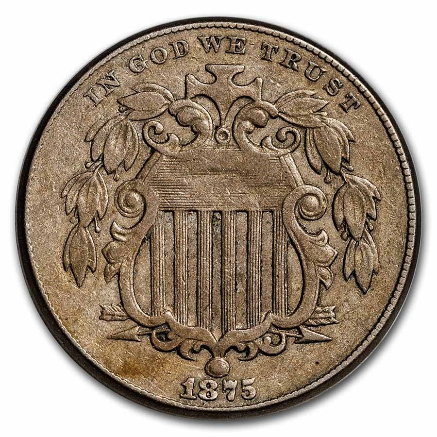 1875 Shield Nickel XF