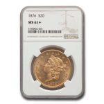 1876 $20 Liberty Gold Double Eagle MS-61+ NGC