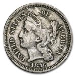 1876 3 Cent Nickel VF