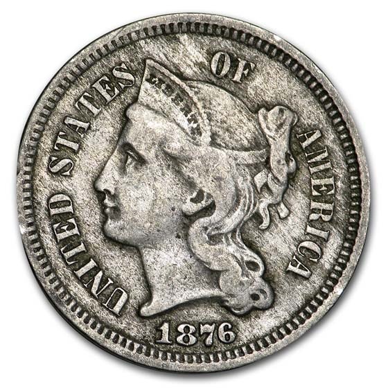 1876 3 Cent Nickel VF