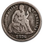 1876-CC Liberty Seated Dime VG