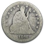 1876-CC Liberty Seated Quarter AG