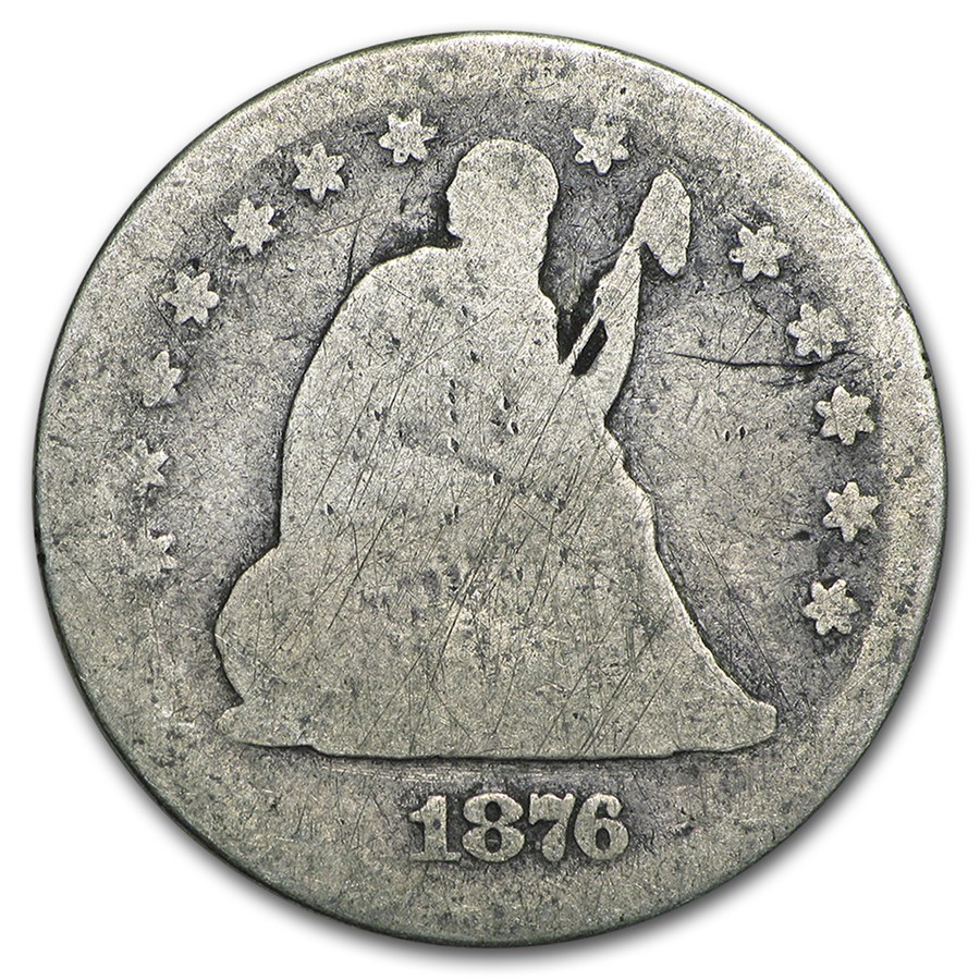 1876-CC Liberty Seated Quarter AG