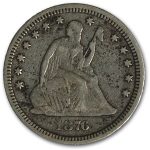 1876-CC Liberty Seated Quarter VF