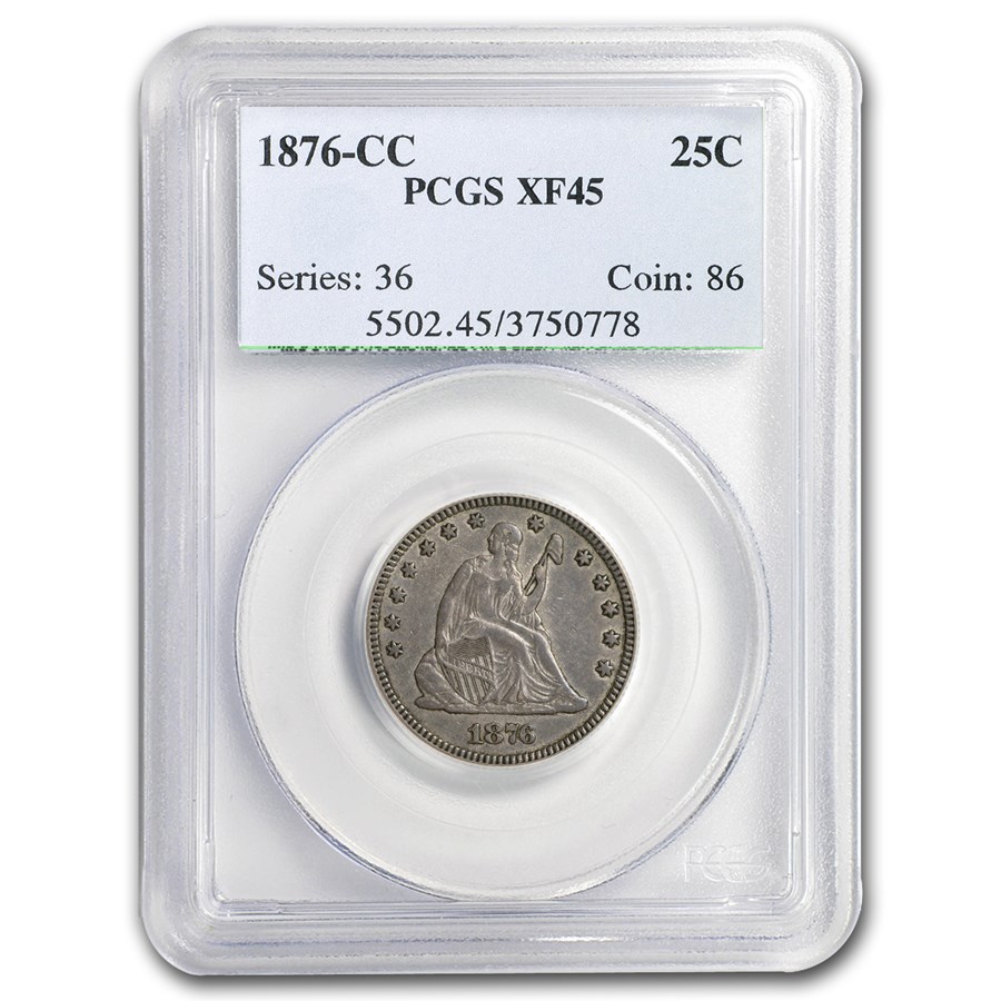 1876-CC Liberty Seated Quarter XF-45 PCGS