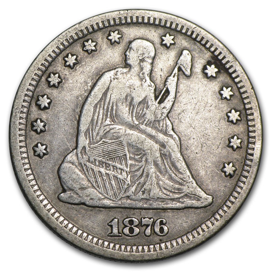 1876-CC Liberty Seated Quarter XF