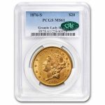 1876-S $20 Liberty Gold Double Eagle MS-61 PCGS CAC