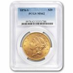 1876-S $20 Liberty Gold Double Eagle MS-62 PCGS