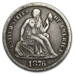 1876-S Liberty Seated Dime VF
