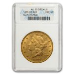 1877-CC $20 Liberty Gold Double Eagle AU-55 Details ANACS