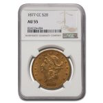 1877-CC $20 Liberty Gold Double Eagle AU-55 NGC