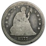 1877-CC Liberty Seated Quarter AG