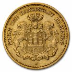 1877-J German States Gold 5 Mark Hamburg XF