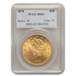 1878 $20 Liberty Gold Double Eagle MS-63 PCGS