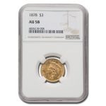 1878 $3 Gold Princess AU-58 NGC