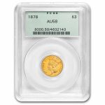 1878 $3 Gold Princess AU-58 PCGS