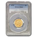 1878 $3 Gold Princess MS-61 PCGS