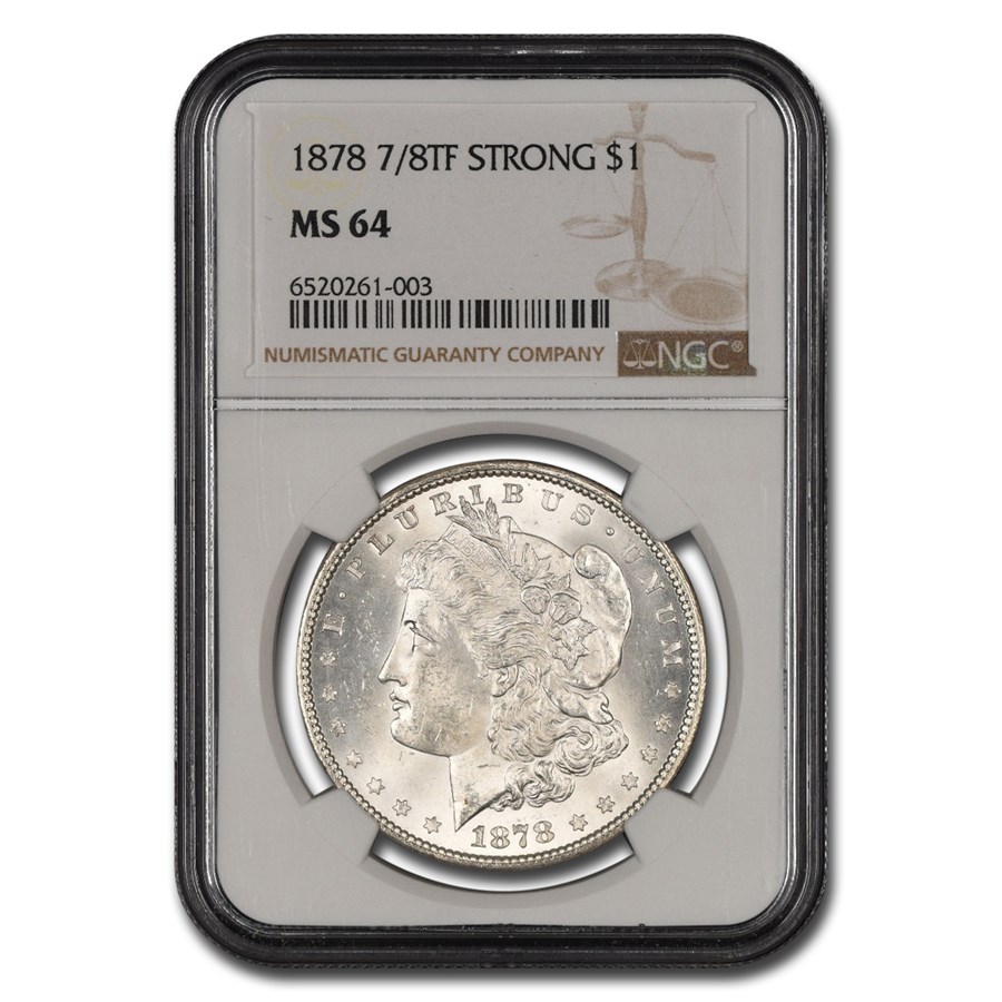 1878 Morgan Dollar 7/8 TF MS-64 NGC (Strong)