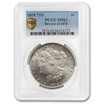1878 Morgan Dollar 7 TF Rev of 78 MS-63 PCGS
