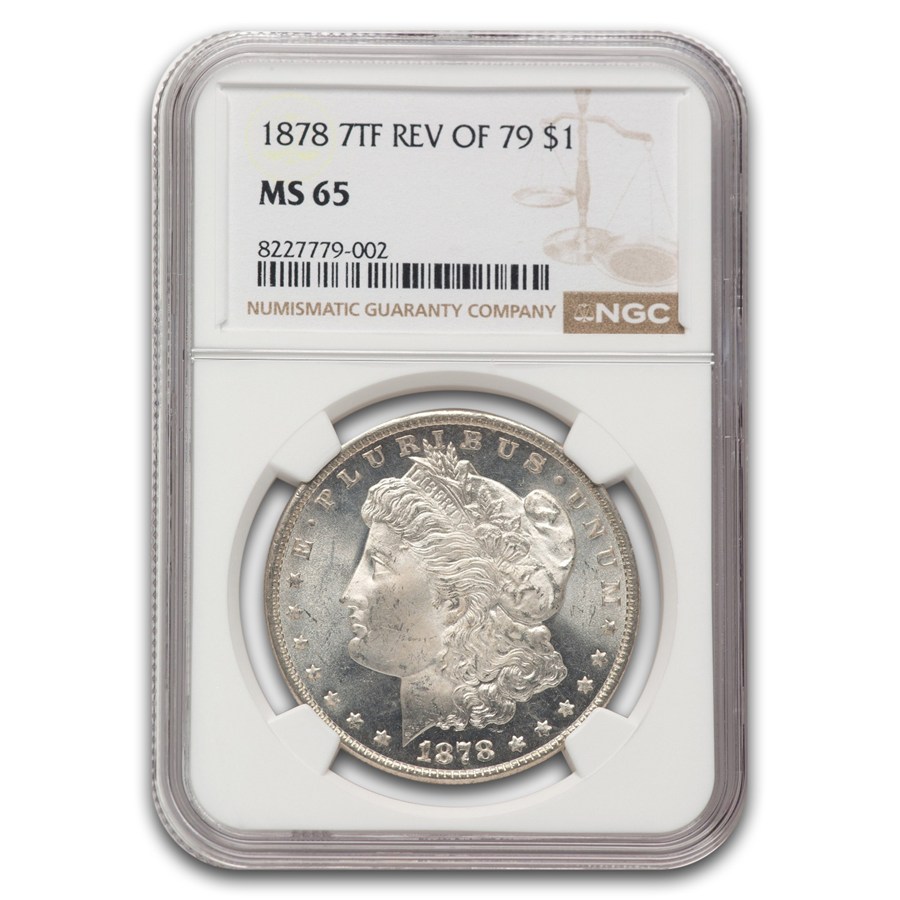 1878 Morgan Dollar 7 TF Rev of 79 MS-65 NGC