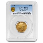 1879 Great Britain Gold Sovereign Victoria Young Head AU-55 PCGS