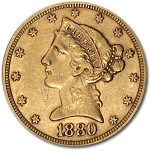 1880 $5 Liberty Gold Half Eagle XF