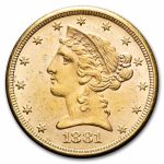 1881 $5 Liberty Gold Half Eagle BU