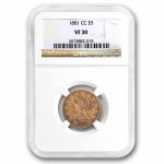 1881-CC $5 Liberty Gold Half Eagle VF-30 NGC