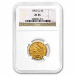 1882-CC $5 Liberty Gold Half Eagle XF-45 NGC