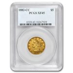 1882-CC $5 Liberty Gold Half Eagle XF-45 PCGS