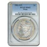 1882-O/S Morgan Dollar MS-62 PCGS (Weak)