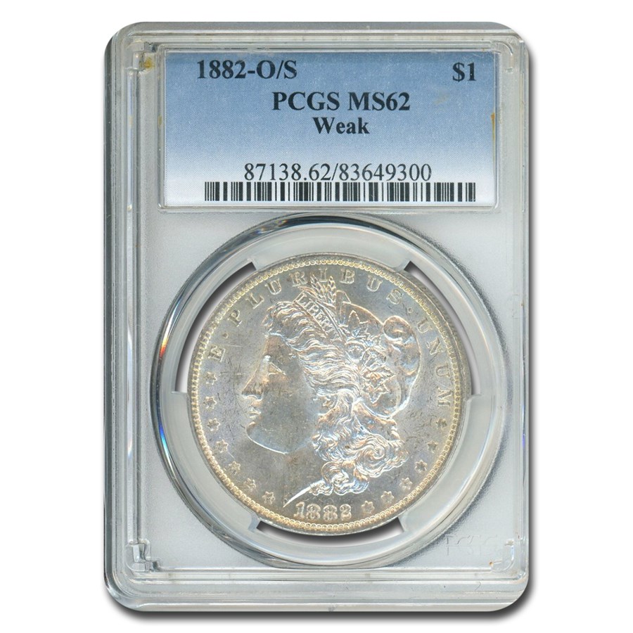 1882-O/S Morgan Dollar MS-62 PCGS (Weak)