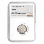 1883 Liberty Head V Nickel No Cents MS-64 NGC