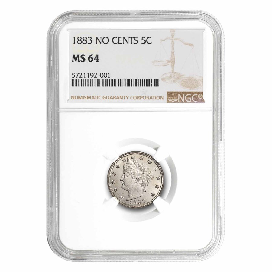 1883 Liberty Head V Nickel No Cents MS-64 NGC