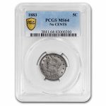 1883 Liberty Head V Nickel No Cents MS-64 PCGS