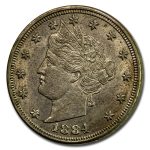 1884 Liberty Head V Nickel AU